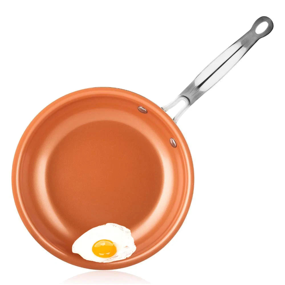 LmetJma Fry Pan Nonsplick 20 24 28 см. Фрональная сковорода с керамическим титановым покрытием Круглый медный яичный кастрюль кухонная посуда KC0459