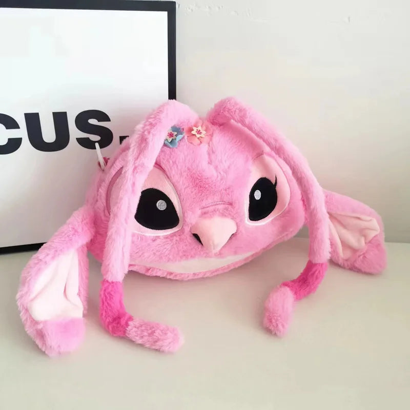 New Disney Cartoon Stitch Plush Cartoon Backpack Girls Cute Ins Shoulder Messenger Bag Parent-Child Gift