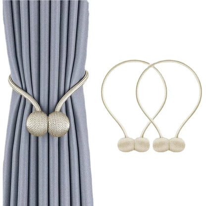 2PCS Magnetic Pearl Ball Curtain Tiebacks Curtain Buckles Backs Holdbacks Buckle Clips Curtain Rods Home Decorative Accessories