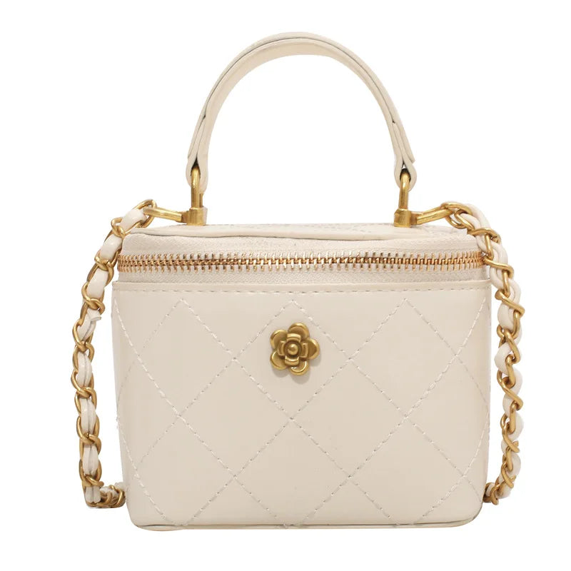 Small  Shoulder Bucket Bag For Women Classic Mini Clutches Female Small Square Box Crossbody Metal Chain Handbag