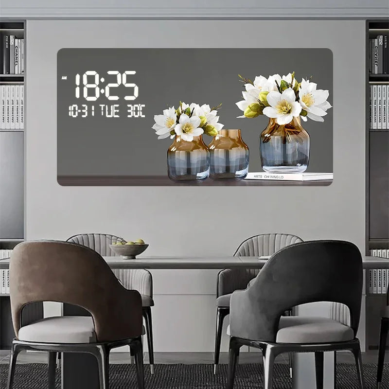 Large Size Abstract Geometric  Artwork Digital Disply Wall Clock, Luxurious Quartz Clock Home Decor,living Room,bed Room Décor