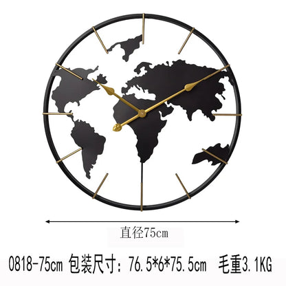World Map Wall Clock, Minimalist modern design and global perspective, for Corporate Office Meeting Room Hotel Restaurant School
