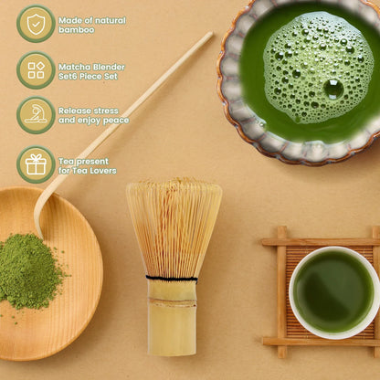 6Pcs Matcha TeaSet Exquisite Craftsmanship Japanese Matcha Making Set with Bowls Whisk&Holder Teaspoon Sifter Matcha Giftbox