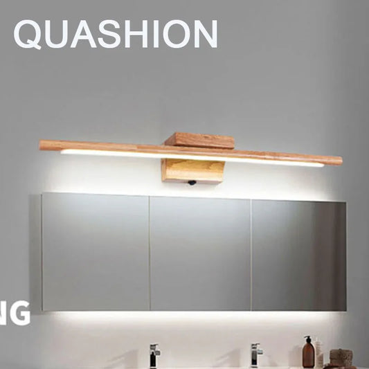 Luces de espejo LED lámpara de pared de madera maciza nórdica decoración de vestuario de baño moderna iluminación decoración del hogar lámparas con interruptor