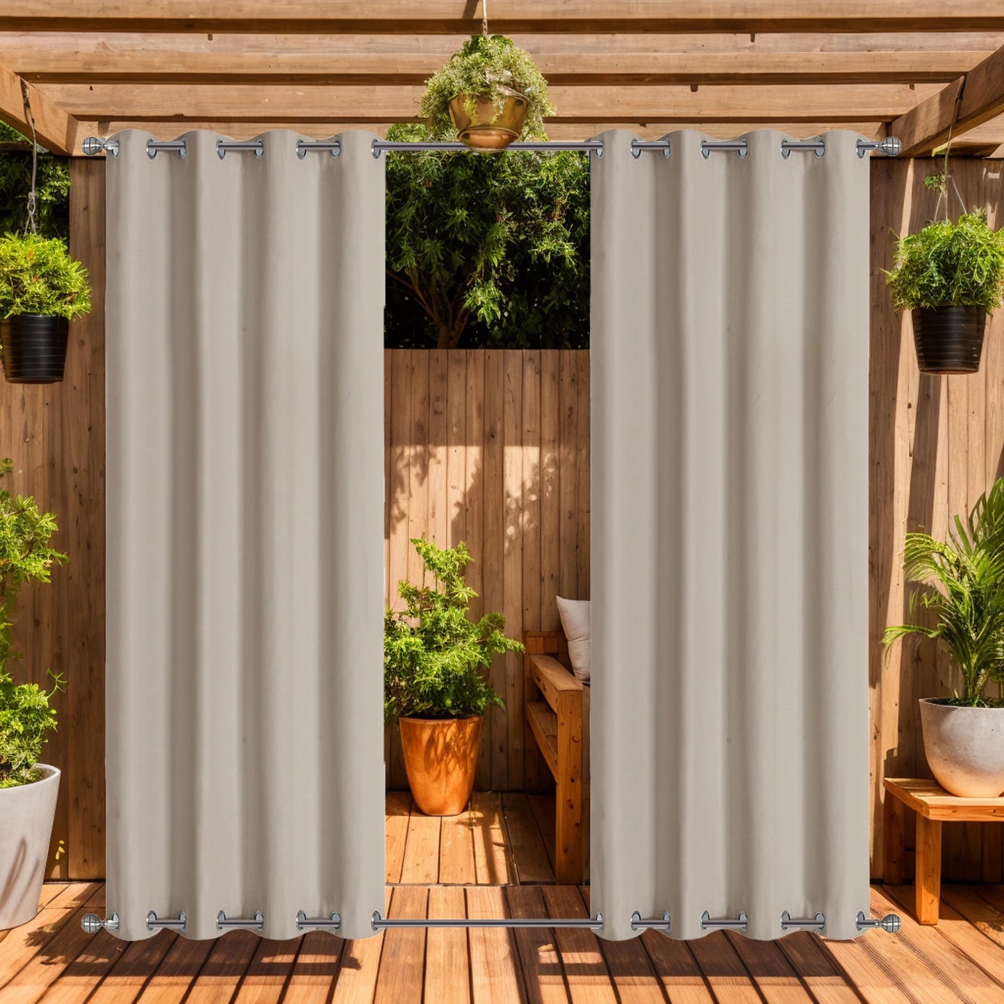100% Waterproof Outdoor Curtains with Double Grommet for Patio Gazebo Pergola Windproof Privacy Curtains Thermal Insulated