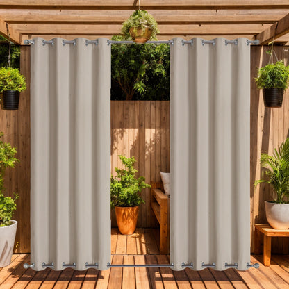 100% Waterproof Outdoor Curtains with Double Grommet for Patio Gazebo Pergola Windproof Privacy Curtains Thermal Insulated