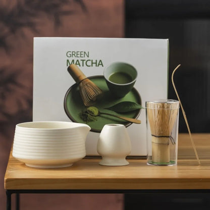 Bamboo Ceramic Japanese Matcha Tea Set Reusable Chasen Stirring Tea Sticks Matcha Spoon Matcha Whisk Set