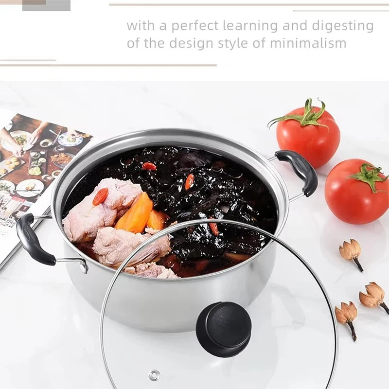 5pcs/set Stainless Steel Pots Anti-magnetic Cooking Multi-purpose Pots Double Bottom Stockpot Non-Stick Induction Cookware