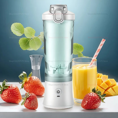600ml Portable Electric Fruit Juicer Mixer machine USB Rechargeable Mini Fruit Juice Blender with 6 Blades Compact Juice Cup