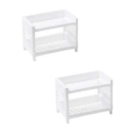 Minimalist Desktop Double-Layer Storage Rack Household Plastic Bathroom Small Stationery Organizing Pure White Multifunctional