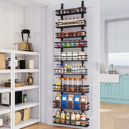 9-Tier Over The Door Organizer with Adjustable Basket，Metal Hanging Pantry Organizers and Storage for Kitchen, Back of Door