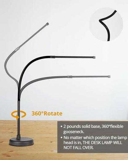A LOOPITYS LED Desk Lamp, Swing Arm Architect Task Lamp with Long Flexible Gooseneck, 3 Color Modes, and USB Adapter