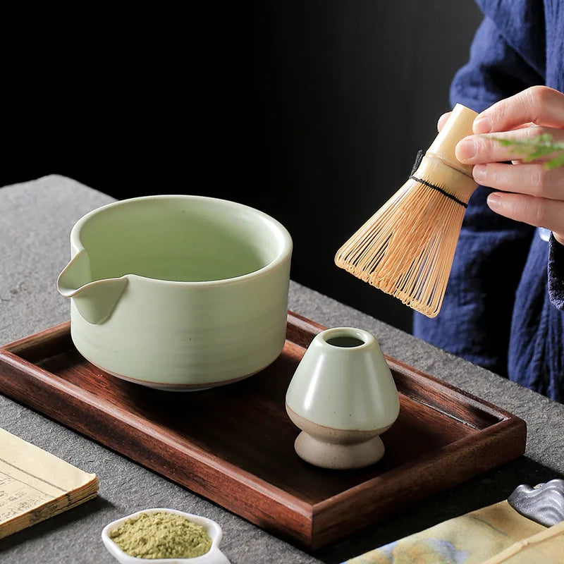 Handmade Home Easy Clean Matcha Tea Set Tool Stand Kit Bowl Whisk Scoop Gift Ceremony Traditional Japanese Accessories W5049