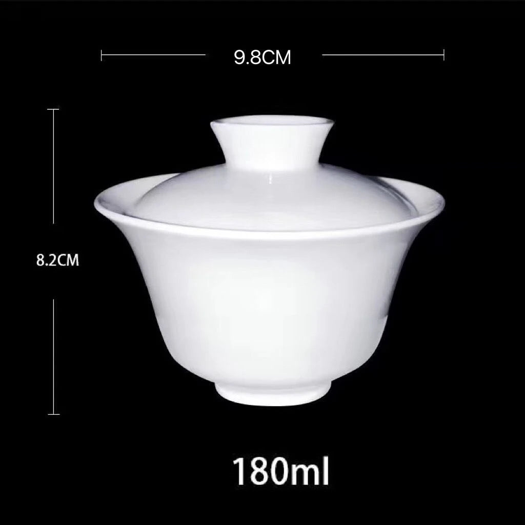 Dehua White Porcelain Cover Bowl Husholdning Kungfu Single Tea Cup Gaiwan Håndlaget keramisk te Sett Large liten sancai Cover Bowl