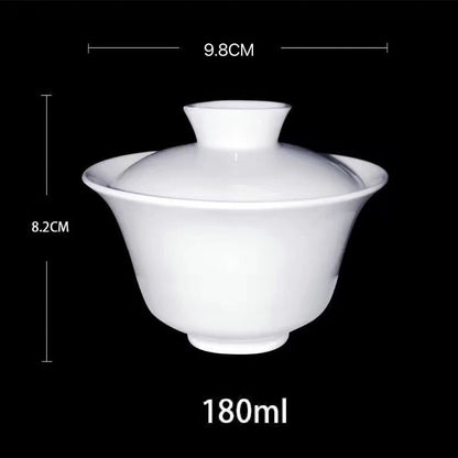 Dehua White Porcelain Cover Bowl Household Kungfu Single Tea Cup Gaiwan Handmade Ceramic Tea Set Large Small Sancai Cover Bowl