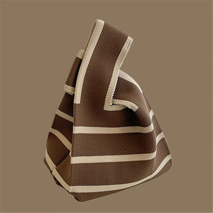 Women Handmade Knitted Small Handbag Casual Wrist Bag Versatile Shopper Mini Tote Bag Student Reusable Shoulder Bag Daily Use