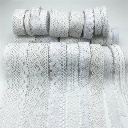 10mm-50mm 2yards White 100%Cotton Lace Ribbon For Apparel Sewing Fabric Trim Cotton Crocheted Lace Ribbon Handmade Accessories