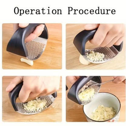 Stainless steel washable garlic press, thickened garlic clip, household garlic puree grinder, garlic mortar, kitchen tool.