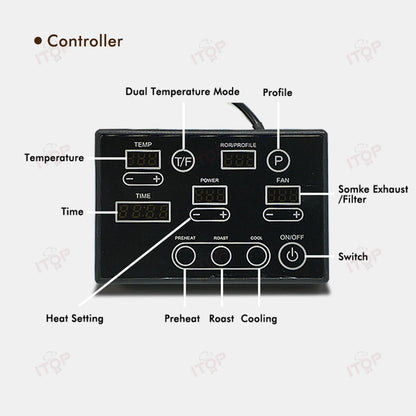 Itop 500g Coffee Roaster 3 Programas de assar