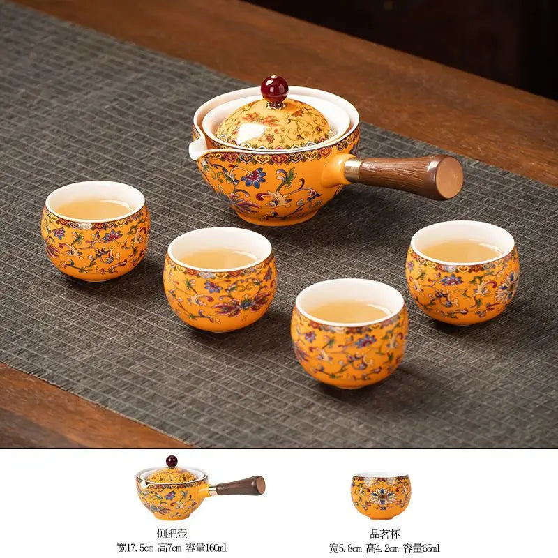 Chinese Kung Fu Ceramic Tea Set Portable 360 Rotation Teapot Travel Tea Set Creative Household Teacup Teaware Sets Gift Box