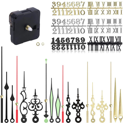 1 Set Complete Quartz Clock Dial Repair Kit Including Quartz Clock Movement and Mechanical Parts, Hands, Dial Numerals