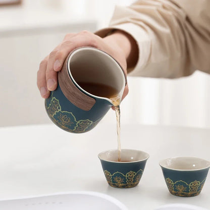 Travel Tea Set Portable Outdoor Camping Travel Tea Drinking Equipment Accompanying Tea Cup a Pot Of Three Cups