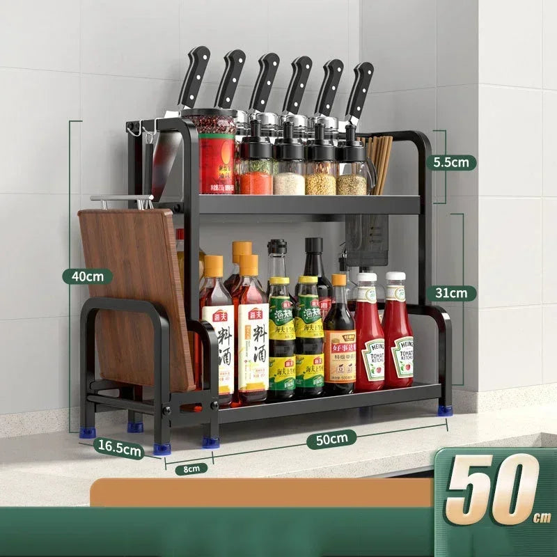 Knife Stand Door Organizer Spices Spice Racks Rack Jars Cutting Seasoning Drain Kitchen 2/3layers Condiments Storage Rack Board
