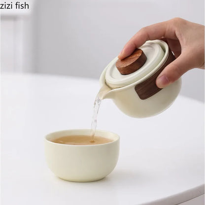Ceramic Teaware Kung Fu Tea Set Outdoor Portable Tea Set Teapot Teacup Kettle Tea Making Utensils Tools Tea Pot and Cup Set