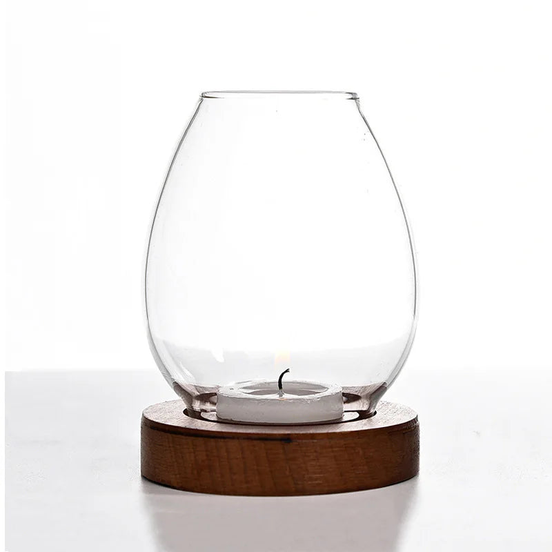 Transparent Glass Candle Holder Candlestick Retro Round Hollow Windproof Candle Holders Wedding Party Dining Table Decorations