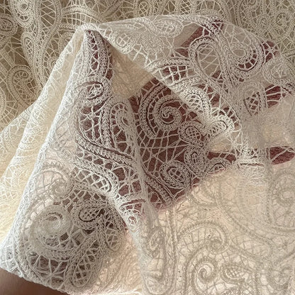 Cotton Floral Embroidered Lace Mesh Fabric Lace Dress Wedding Dress Decorative Sewing Fabric