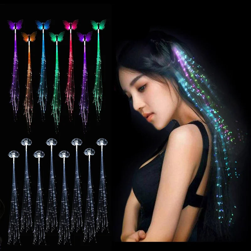 5/12 PCs Slor Brança de cabelo LED LED SLIGH BRANID NEON Party Glow in the Dark Christmas Lights Halloween Decoração Favor