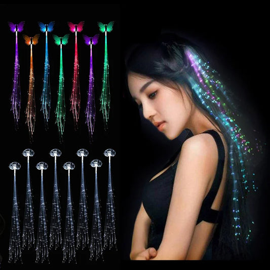 5/12 Pcs Glowing Hair Braid Led Glowing Braid Neon Party Glow In The Dark Christmas Lights  Halloween Decoration party favor