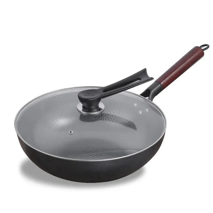 Zhangqiu Non-Stick Iron Pan Flat-Bottom Wok - Universal Induction Cooker for Home Stir-Fries & Non-Rust Healthy Cooking