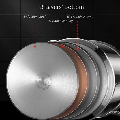 LFGB Certificated 304 Stainless Steel Kitchen Deep Fryer Potato Chip Frying Pot Noodle Vegetable Stewing Pot with Strainer