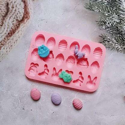 Easter Silicone Mold Cake Chocolate Cookie Baking Mould Rabbit Colored Holiday Decoration Kitchen Bakeware