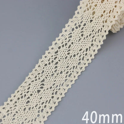 (5Meter/roll) White Beige Cotton Embroidered Lace Net Ribbons Fabric Trim DIY Sewing Handmade Craft Materials