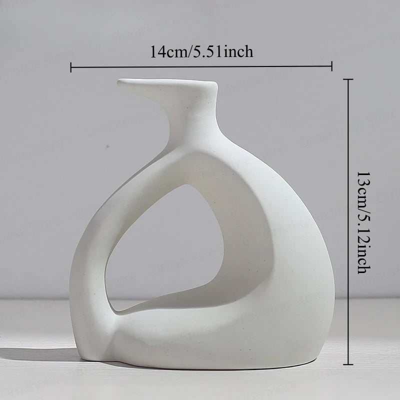 Nordic Creative White Vase Living Room Simple Ceramic Vase Decoration High End Art Glass Vase