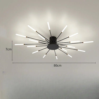 Modern Vortex Firework LED Ceiling Light for Living Room & Bedroom, Dimmable, Energy-Saving, 15-30㎡, Black/Gold