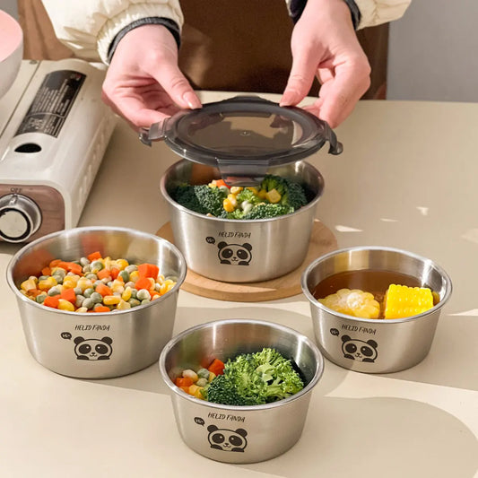 Refrigerator Sealed Preservation Box Large Capacity 304 Stainless Steel Food Container Round Food Storage Box Microwave Safe