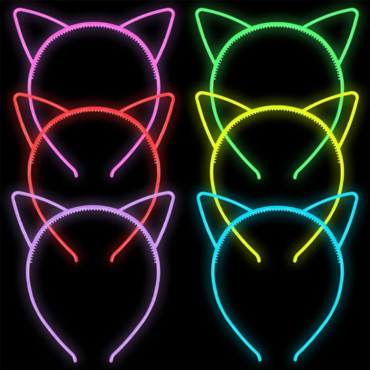 6pcs Fluorescent Hair Hoop Plástico Bandeira de cabeça no estande de fotos de festas escuras para a decoração de casamento de aniversário