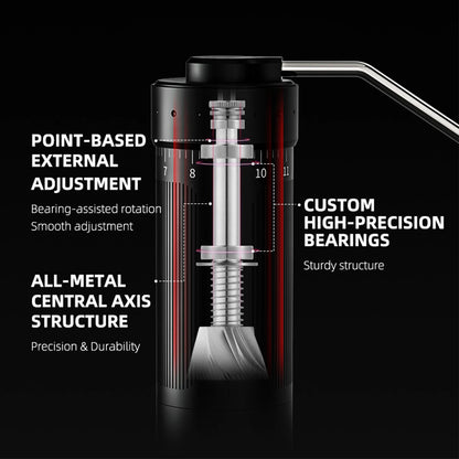 MHW-3BOMBER Manual Coffee Grinder 0.016mm/Click Conical Burr for Espresso Pour Over Adjustable Stainless Steel Barista Tool