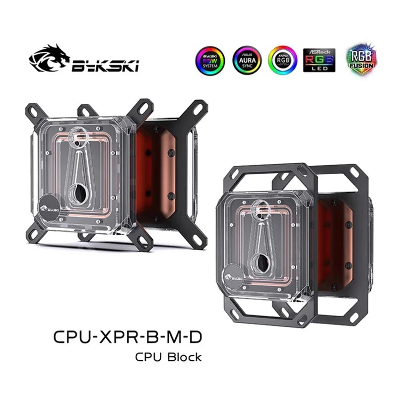 Bykski Bloque CPU Uso para Intel LGA 1151 1156 1700 1800 AMD AM4 AM5 / Radiador de refrigerador de agua 5V ARGB Light Sync / CPU-XPR-B-I / M-D