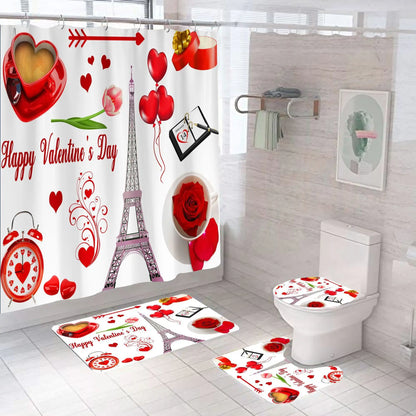 3D Digital Printing Flowers Shower Curtain Waterproof Polyester Bathroom Curtains Colorful Shower Curtain Set Bath Mats Rugs