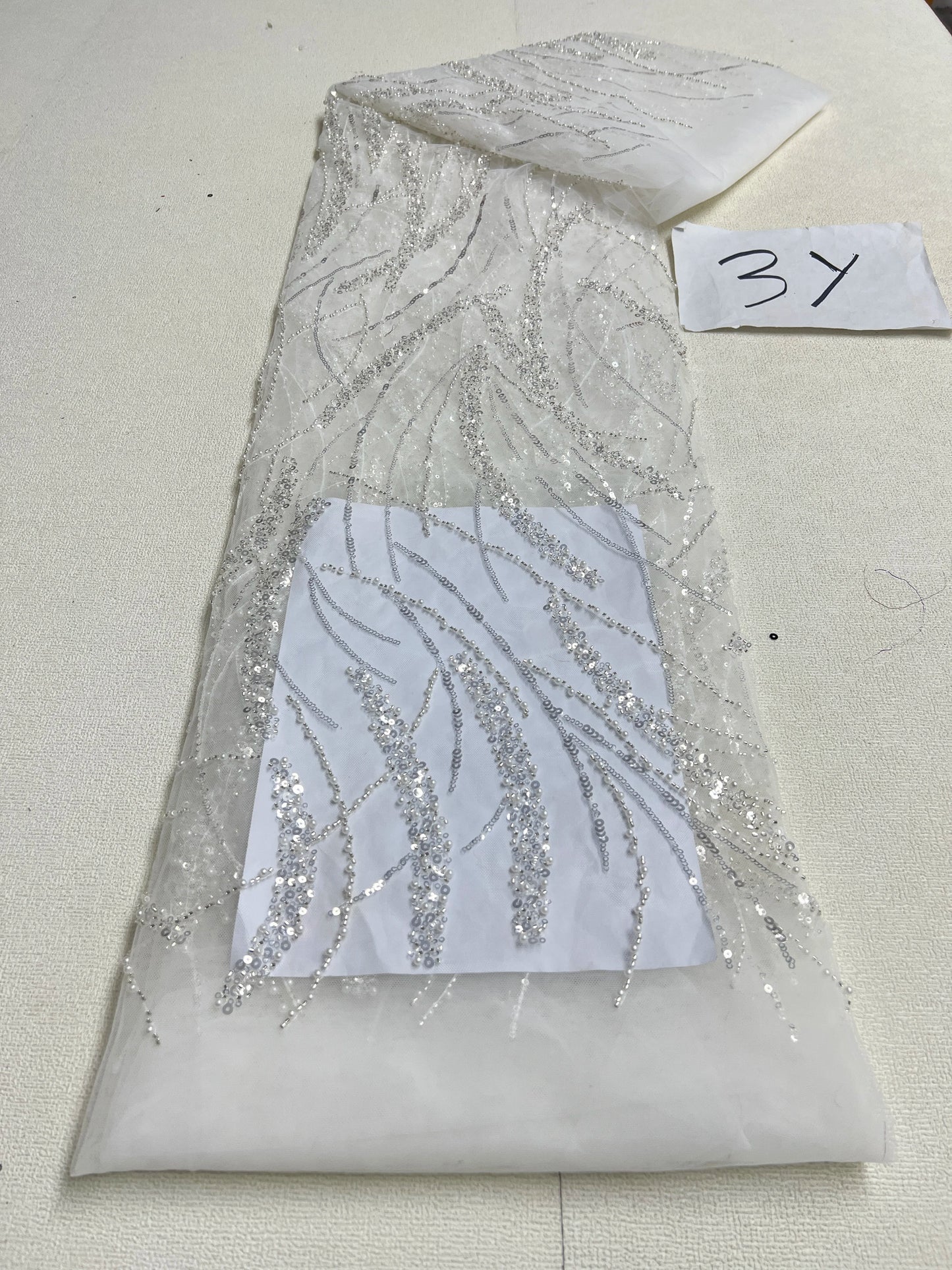 African Sequins Beaded Lace Fabrics  3 yards High Quality Sequence Embroidery French Nigerian Lace Fabric For Wedding Sewing