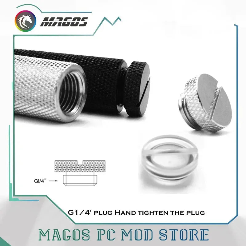 PC para resfriamento de água acessórios de plugue de água e tampa final de parada de água para construção de computadores Seletor Up Connector Black/Silver 2pcs/lote