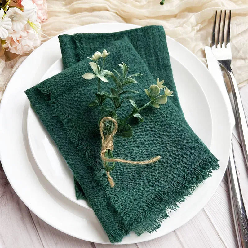 6PCS Napkins 32x32cm Cotton Cloth Gauze Retro Burr Rustic Kitchen Towel Dining Place Mat Wedding Party Linen Napkin Table Decor