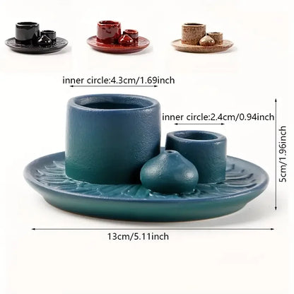 4-in-1 Ceramic Incense Burner for Aromatherapy Meditation Yoga and Home Decor Includes Sage Holder and Incense Holder for Sticks