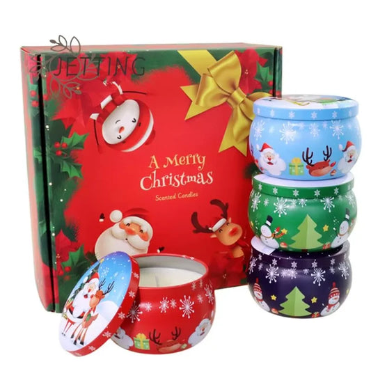 Empty Travel Christmas Aromatherapy Candle Jar Christmas Scented Candle Tin Jar Soy Wax Plant Candle Gift Box Only Empty Jar