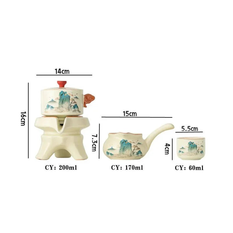 Kinesiska traditionella tesatser high-end Kung Fu Cup Set Automatic Tea Set för 6 personer tekoppar och tefatuppsättningar