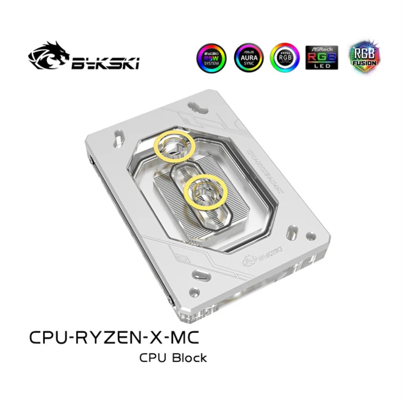 Bykski CPU CPU Использование блок -блока для AMD Ryzen3000 Am3 Am4 Am5 1950x TR4 x399 x570 Материнская плата / 5 В 3PIN RGB Light / Медный радиатор